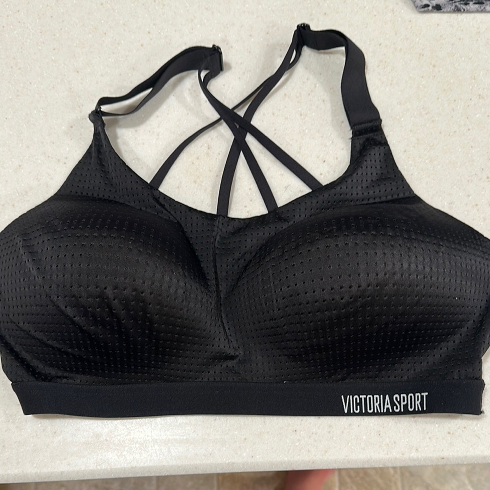Victoria's Secret Black Athletic Sports Bra with Strappy Back